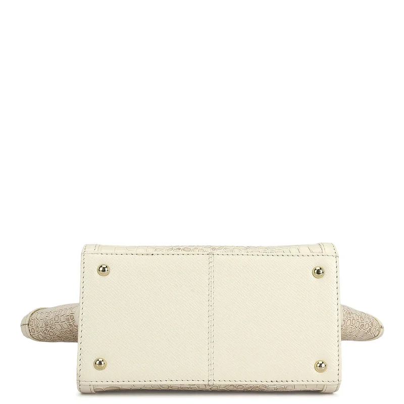 Da Milano Marshmallow Small Croco Leather Satchel - Marshmallow for Women | Best Price UAE